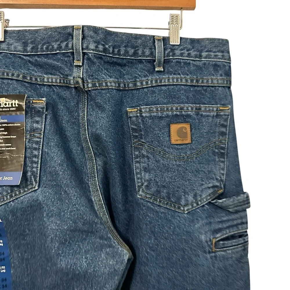 Carhartt Mens Relaxed Fit Carpenter Jeans Sz 38x34 Blue Utility Workwear NWT